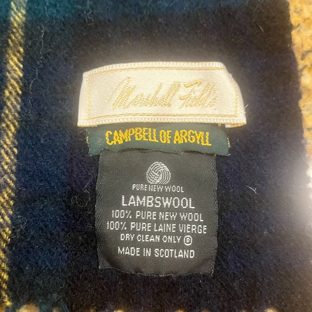 Vintage Campbell of Argyle Pure Wool Green Plaid Scarf Marshall Fields
